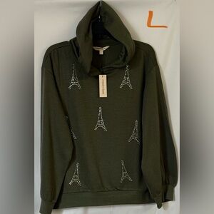 Olive Green Studded Hoodie